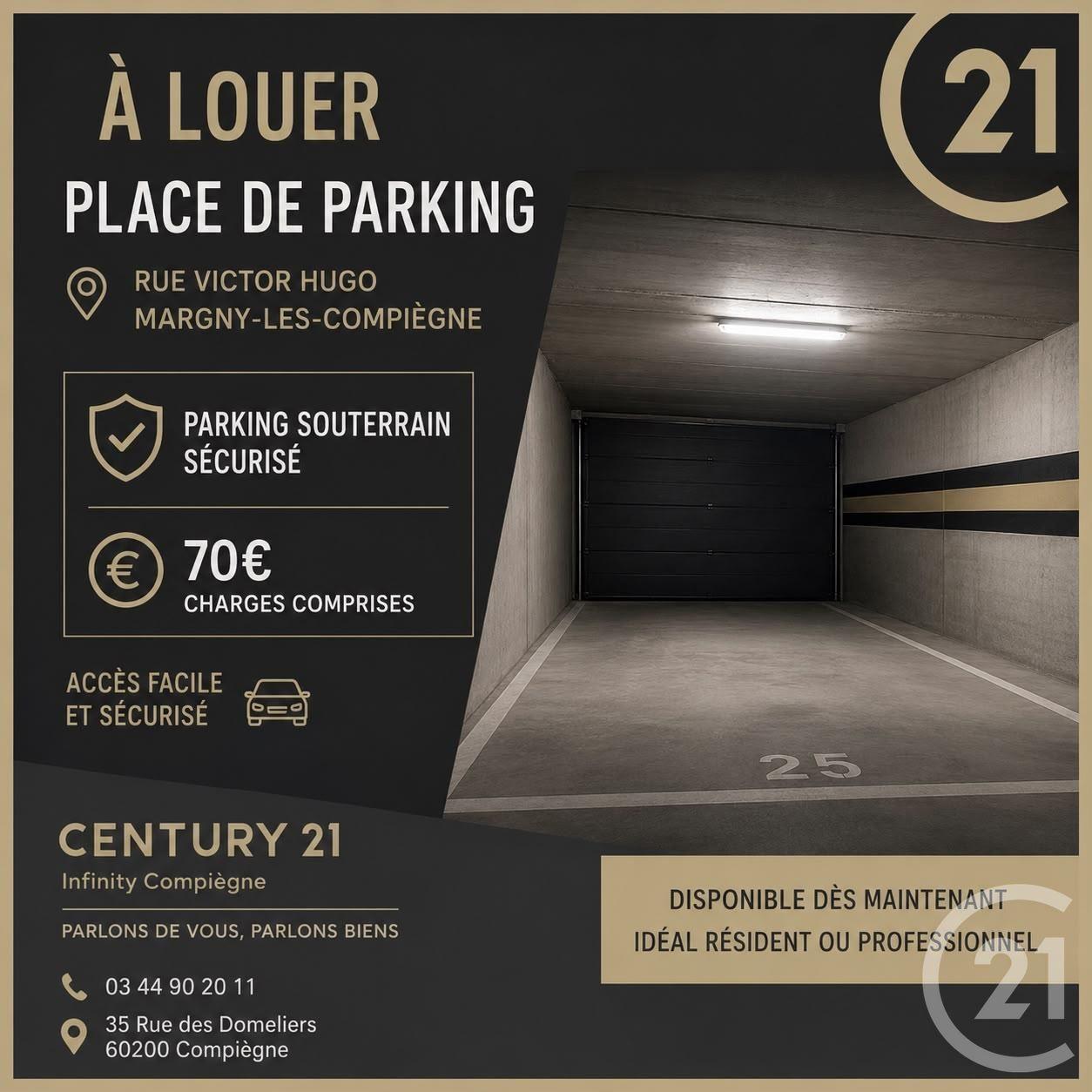 parking à louer - 15.0 m2 - MARGNY LES COMPIEGNE